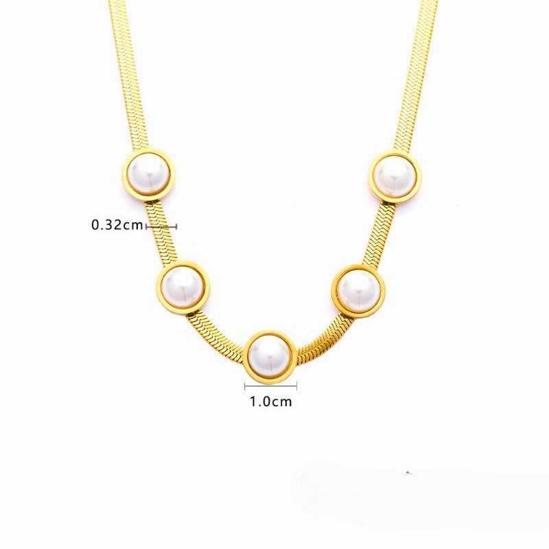 Wholesale of Pearl Titanium Steel Necklaces
