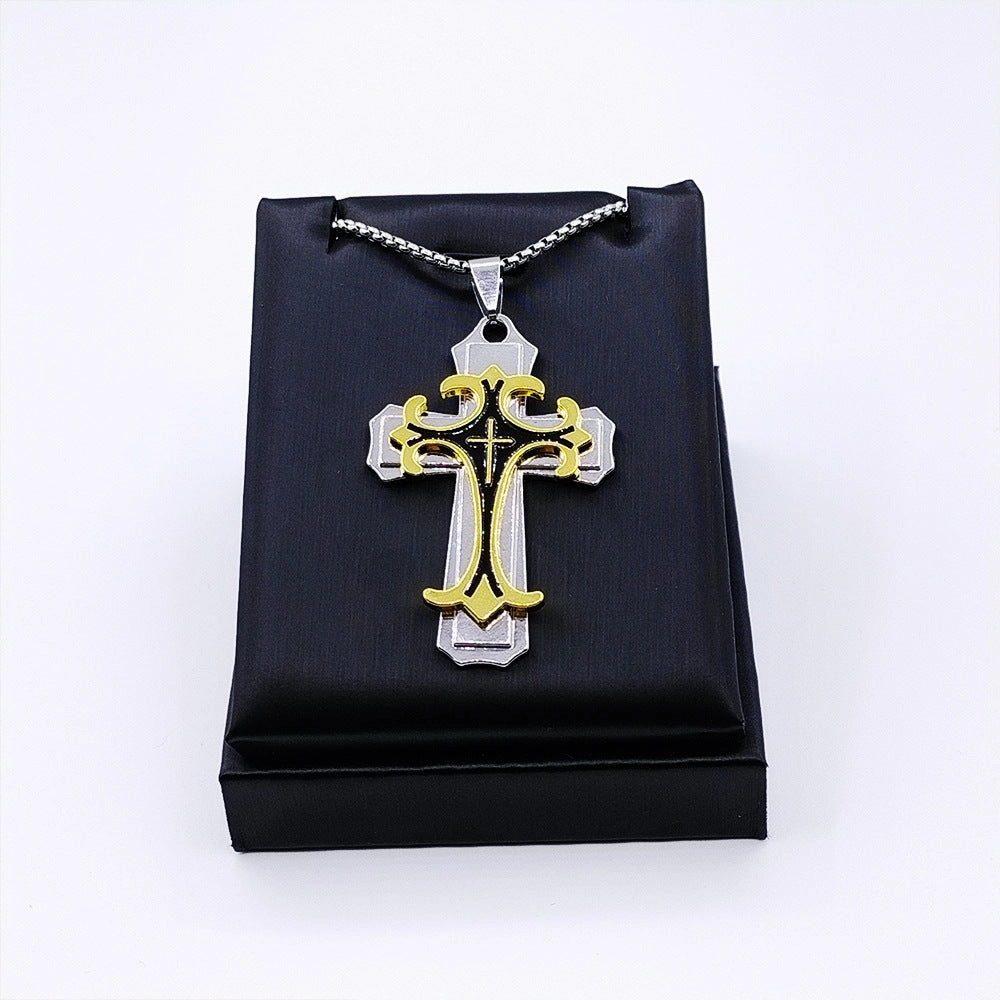 Wholesale Oil Dripping Mechanical Sense Metal Cross Alloy Retro Necklace