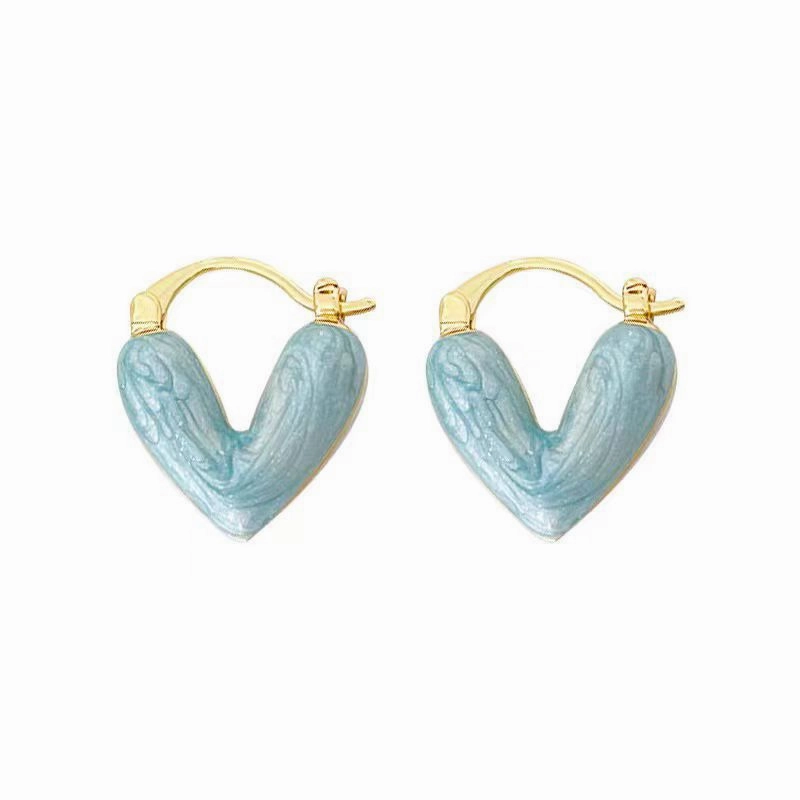 Wholesale Oil Drop Heart Earrings French Heart Shape Earrings