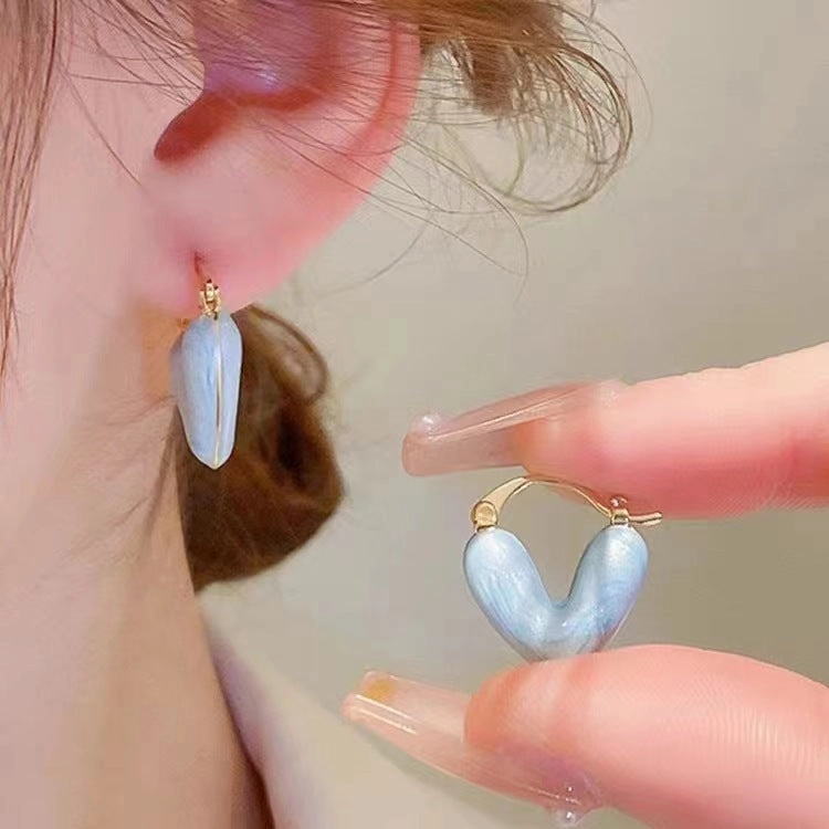 Wholesale Oil Drop Heart Earrings French Heart Shape Earrings