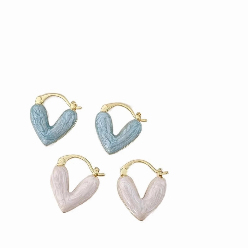 Wholesale Oil Drop Heart Earrings French Heart Shape Earrings