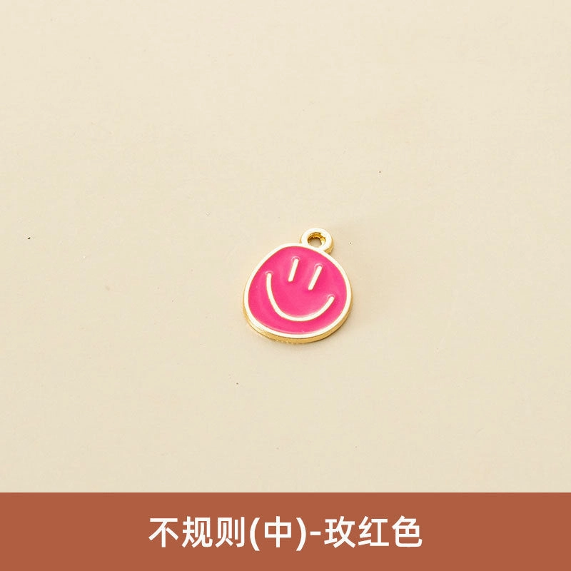Wholesale Oil Drop Pendant Asymmetrical Funny Smiley Face Pendant Earrings Necklace Personality Pendant DIY Jewelry Accessories