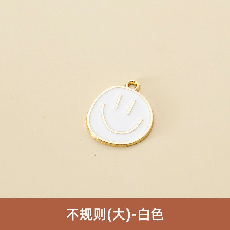 Wholesale Oil Drop Pendant Asymmetrical Funny Smiley Face Pendant Earrings Necklace Personality Pendant DIY Jewelry Accessories