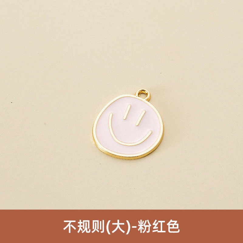 Wholesale Oil Drop Pendant Asymmetrical Funny Smiley Face Pendant Earrings Necklace Personality Pendant DIY Jewelry Accessories