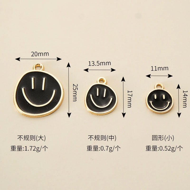 Wholesale Oil Drop Pendant Asymmetrical Funny Smiley Face Pendant Earrings Necklace Personality Pendant DIY Jewelry Accessories