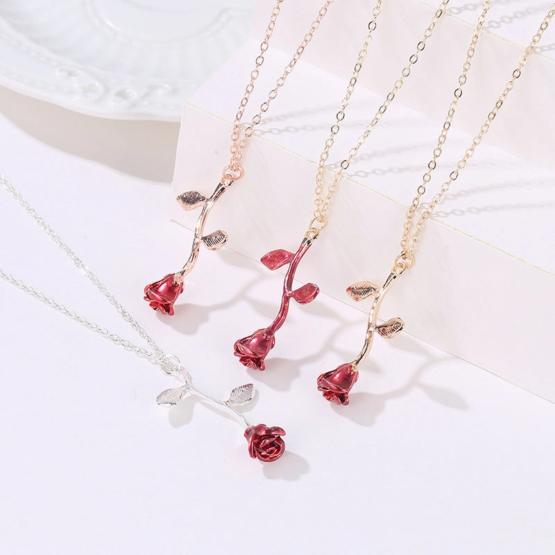 Wholesale Oil Drop Rose Clavicle Necklace Valentine's Day