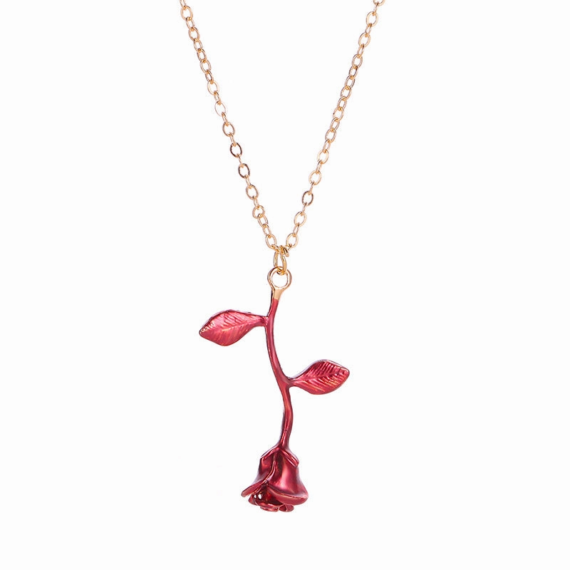Wholesale Oil Drop Rose Clavicle Necklace Valentine's Day