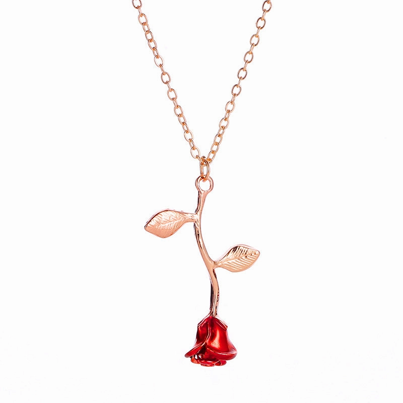 Wholesale Oil Drop Rose Clavicle Necklace Valentine's Day