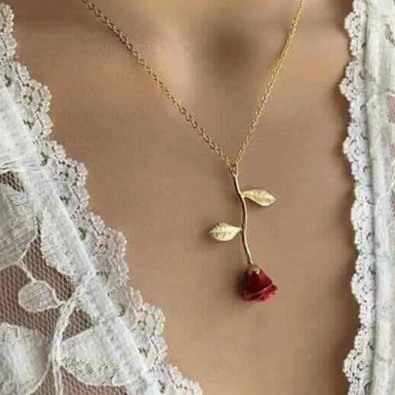 Wholesale Oil Drop Rose Clavicle Necklace Valentine's Day