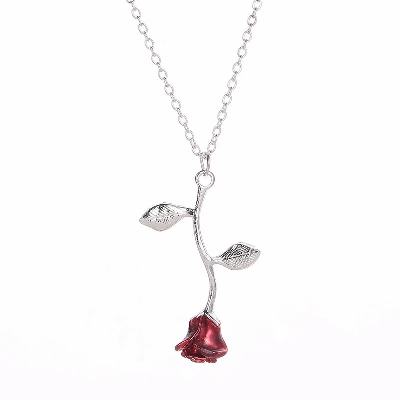 Wholesale Oil Drop Rose Clavicle Necklace Valentine's Day