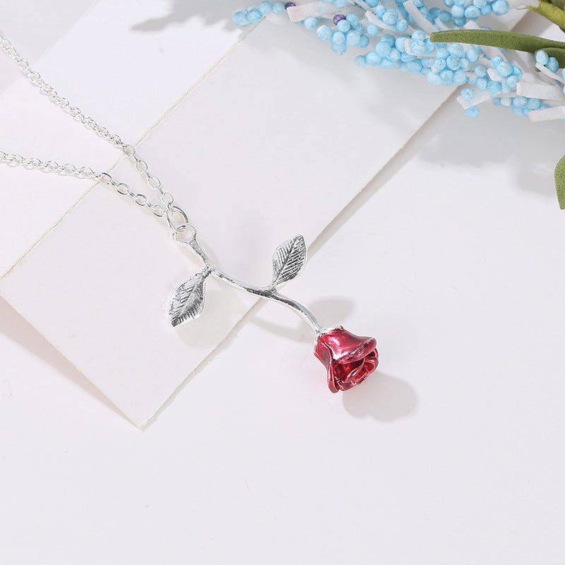 Wholesale Oil Drop Rose Clavicle Necklace Valentine's Day