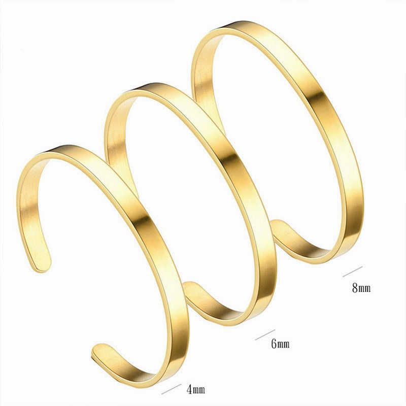 Wholesale Open Adjustable C-shaped Stainless Steel Titanium Bracelet
