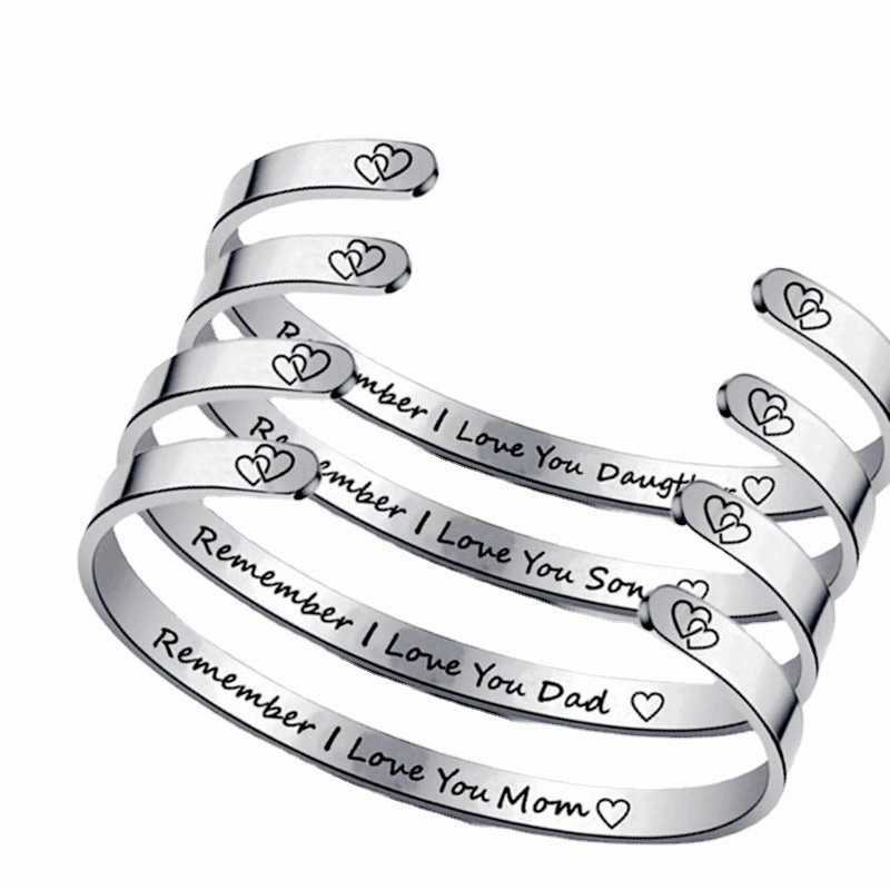 Wholesale Open C Shape Lettering Bracelet Titanium Steel