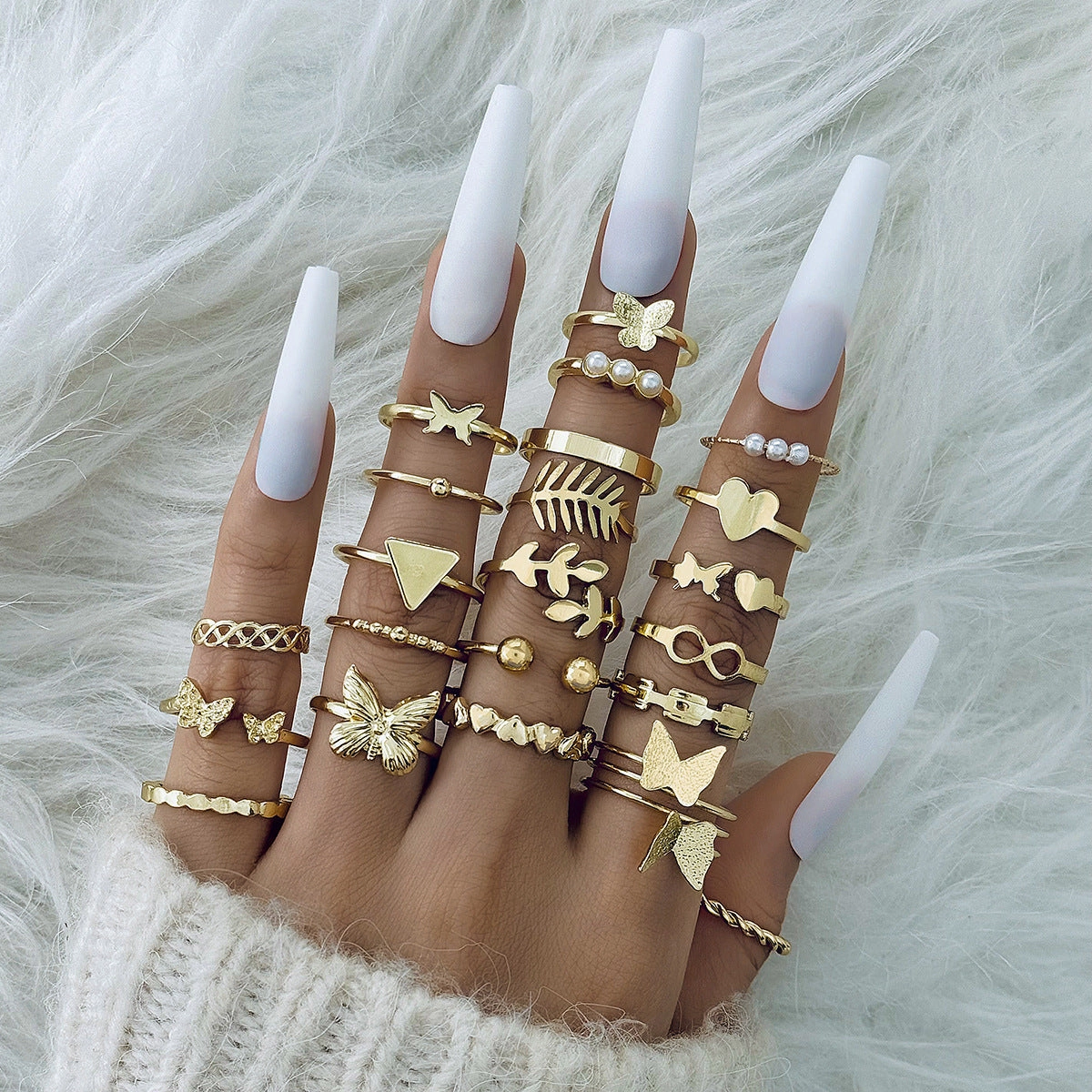 Wholesale Open Multi-Jointed Butterfly Ring Set