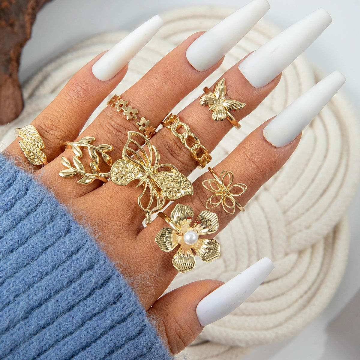 Wholesale Open Multi-Jointed Butterfly Ring Set