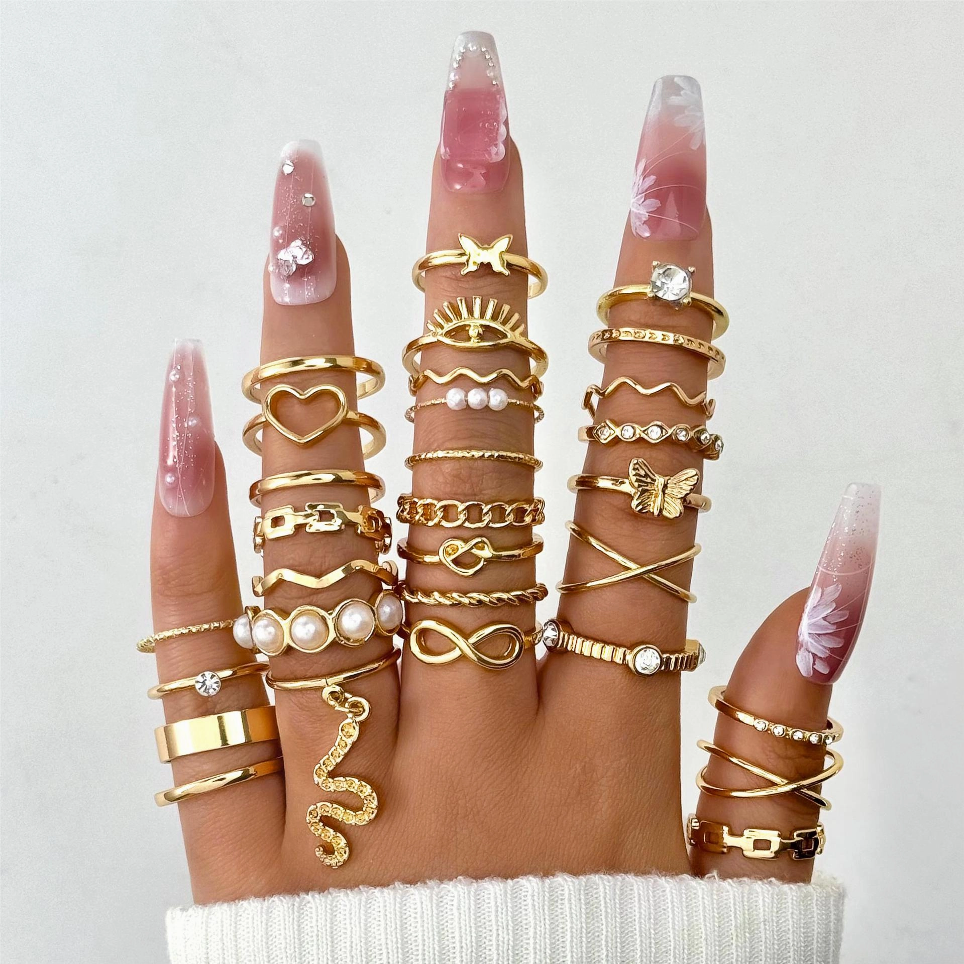 Wholesale Open Multi-Jointed Butterfly Ring Set