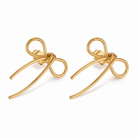 Wholesale OPK Jewelry Factory Minimized Style Stainless Steel Bow Earrings Niche Creative Design Earrings for Women