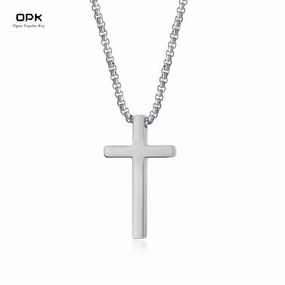 Wholesale opk jewelry glossy stainless steel cross accessories hip hop men's necklace