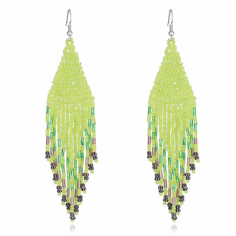 Wholesale Original design handmade rice beads tassel earrings personality Bohemian tassel earrings