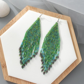 Wholesale Original design handmade rice beads tassel earrings personality Bohemian tassel earrings
