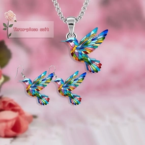 Wholesale Original design three-piece hummingbird earrings and necklace set