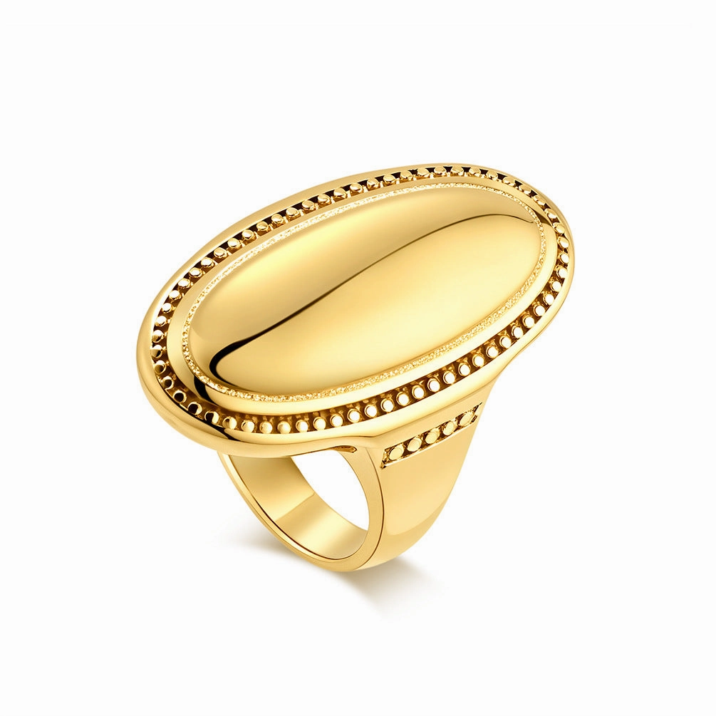 Wholesale Oval large polished titanium steel exaggerated ring