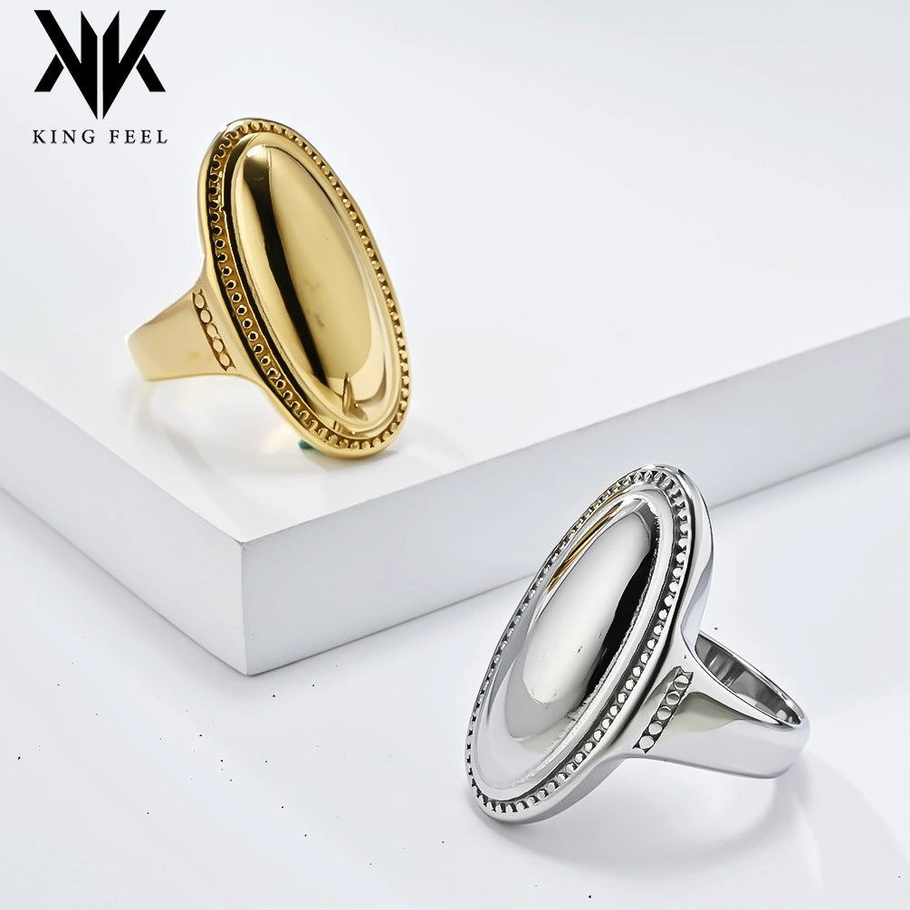 Wholesale Oval large polished titanium steel exaggerated ring