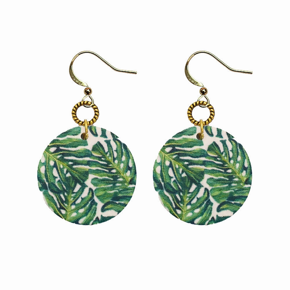 Wholesale Painted wooden retro bohemian style holiday style earrings
