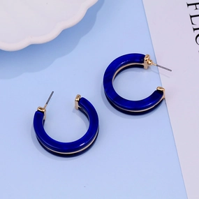 Wholesale Pair of Women Fashion Hoop Earrings Vintage Bohemian C- shaped Earrings for Party Vacation Valentine's Day