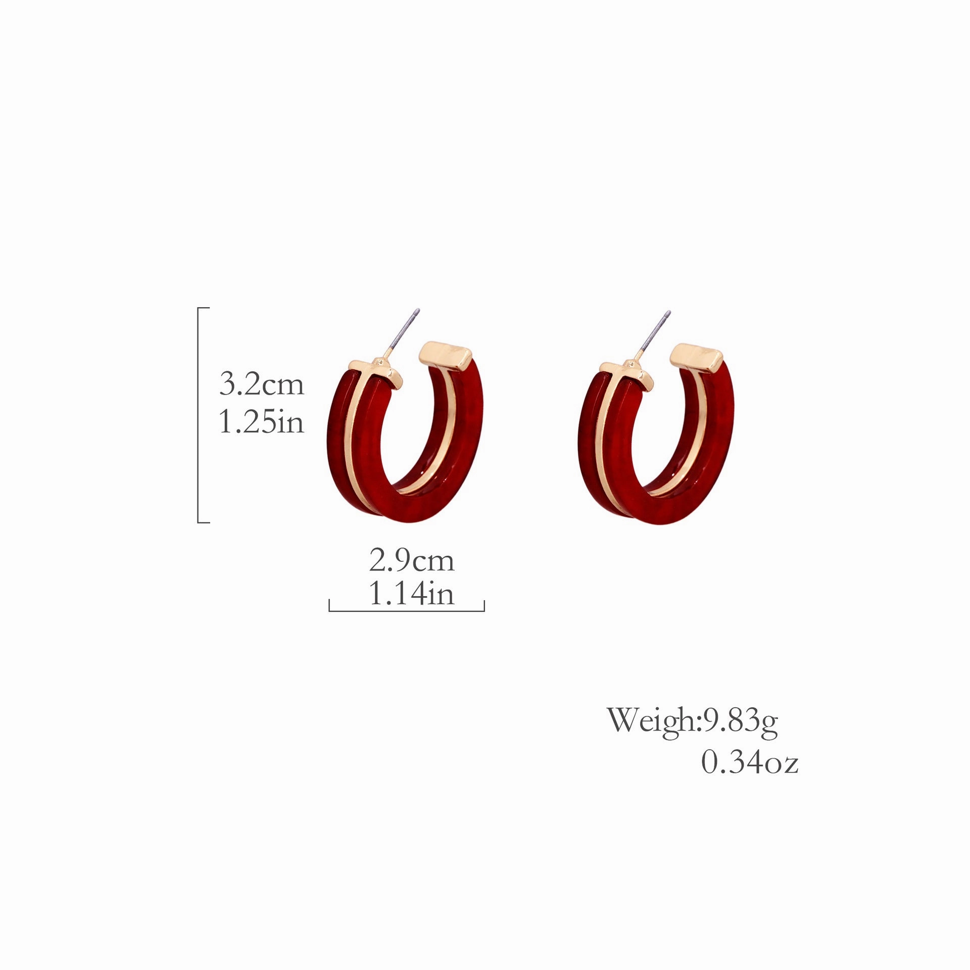 Wholesale Pair of Women Fashion Hoop Earrings Vintage Bohemian C- shaped Earrings for Party Vacation Valentine's Day