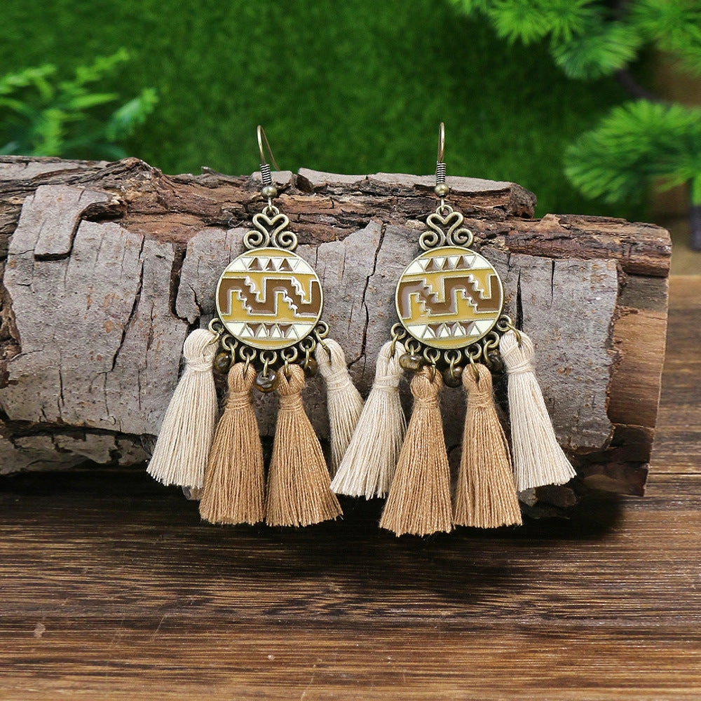 Wholesale Palace Vintage Tassel Alloy Earrings