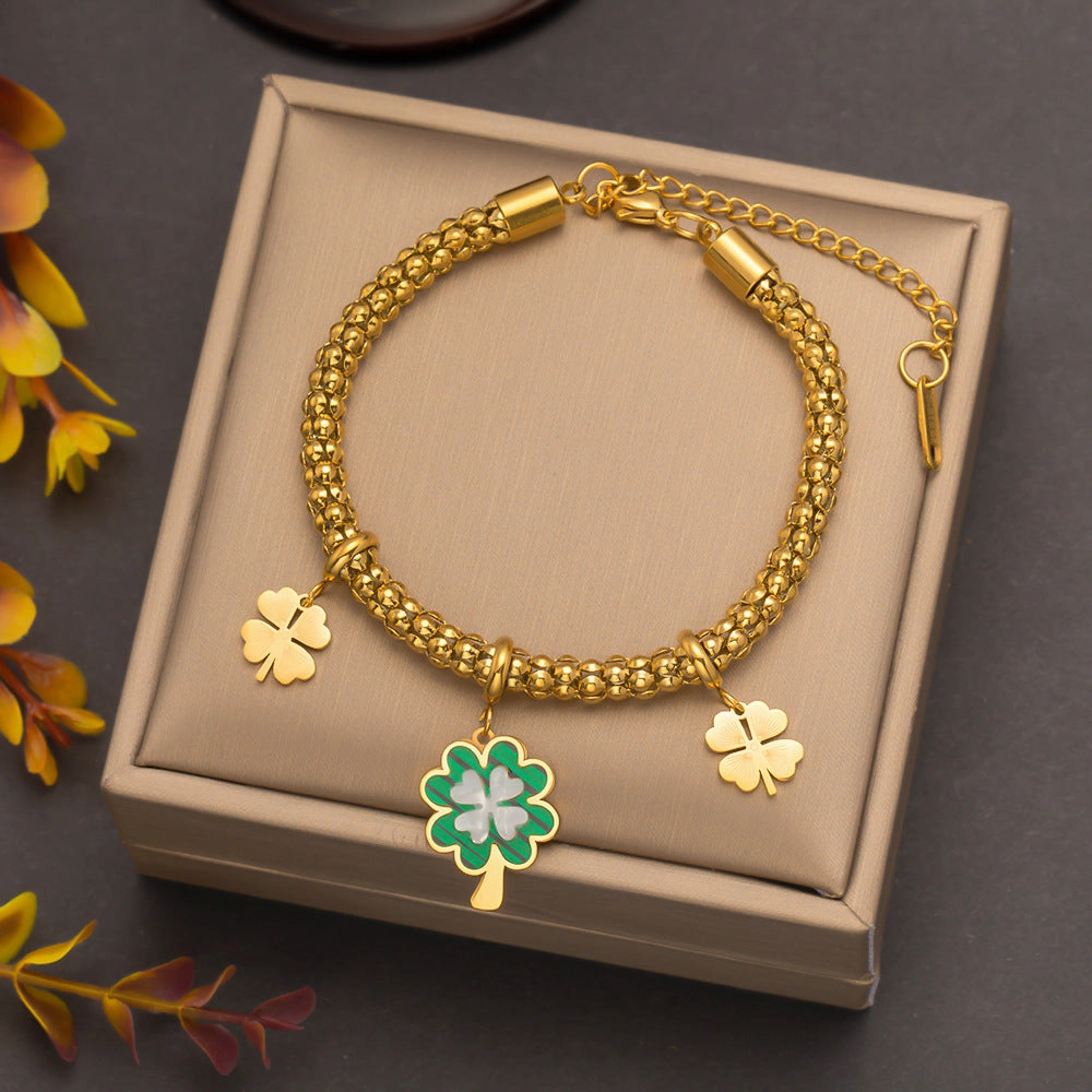 Wholesale Palm Eyes Flower Thick Titanium Steel Bracelet
