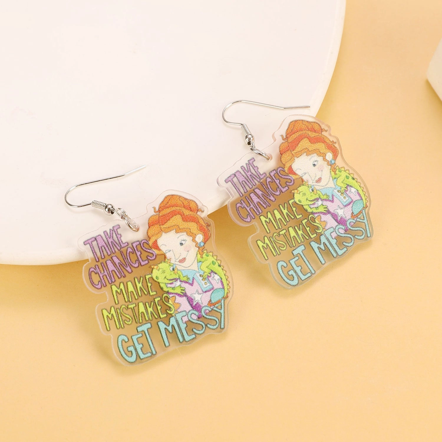 Wholesale Pastoral color letter MAMA acrylic earrings