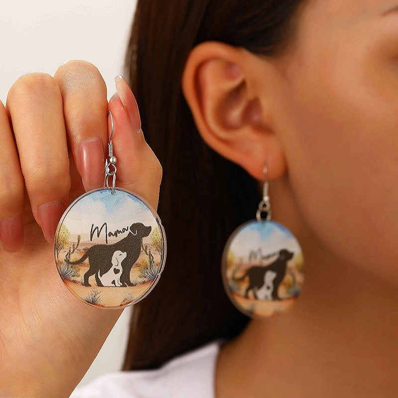 Wholesale Pastoral color letter MAMA acrylic earrings