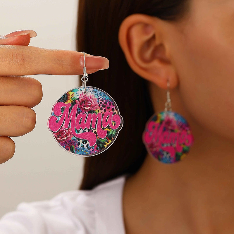 Wholesale Pastoral color letter MAMA acrylic earrings
