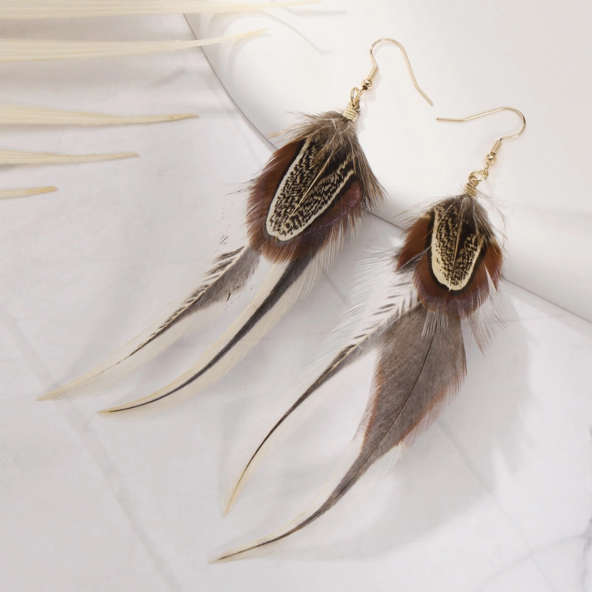 Wholesale Peacock Feather Bohemian Antique Tassel Earrings