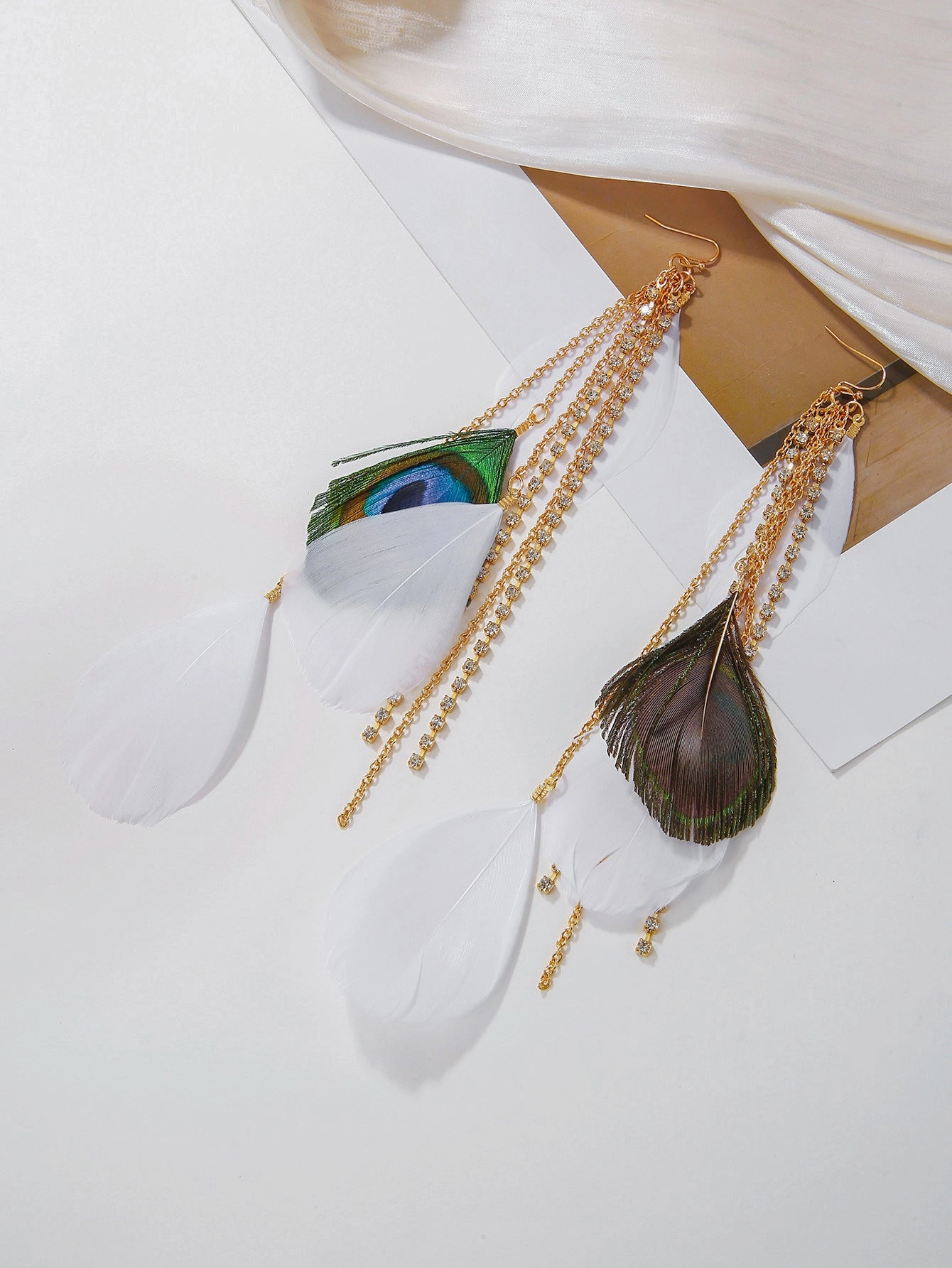 Wholesale Peacock Feather Bohemian Antique Tassel Earrings