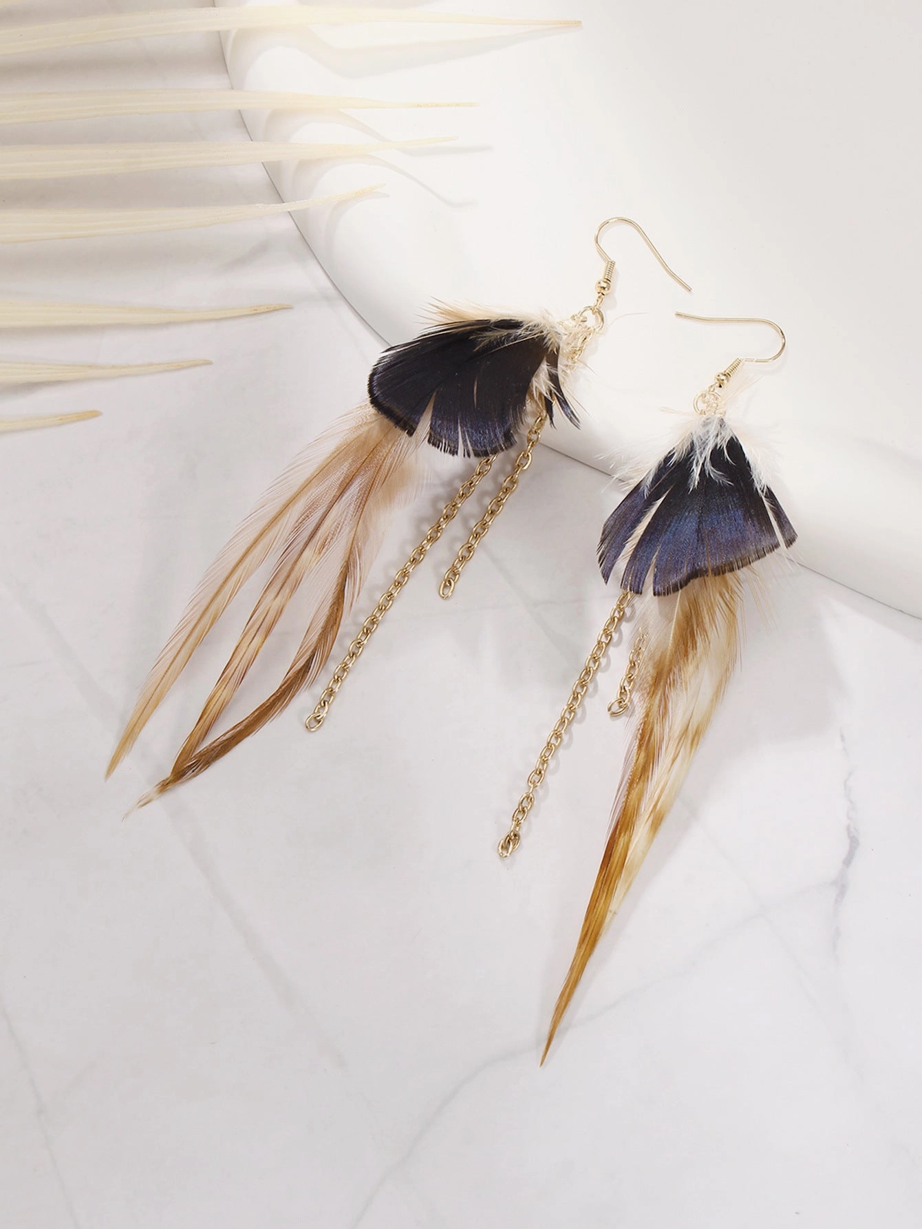 Wholesale Peacock Feather Bohemian Antique Tassel Earrings