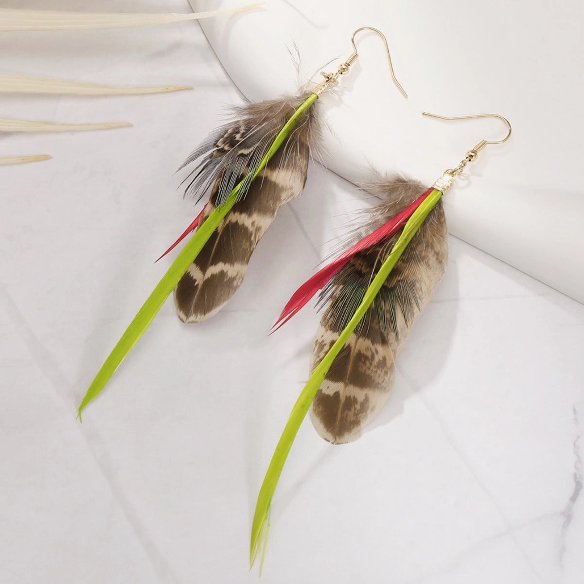 Wholesale Peacock Feather Bohemian Antique Tassel Earrings