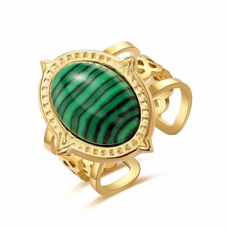 Wholesale Peacock Green Titanium Steel Adjustable Rings