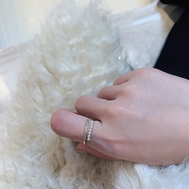 Wholesale Pearl and Diamond Niche Design Open Ring