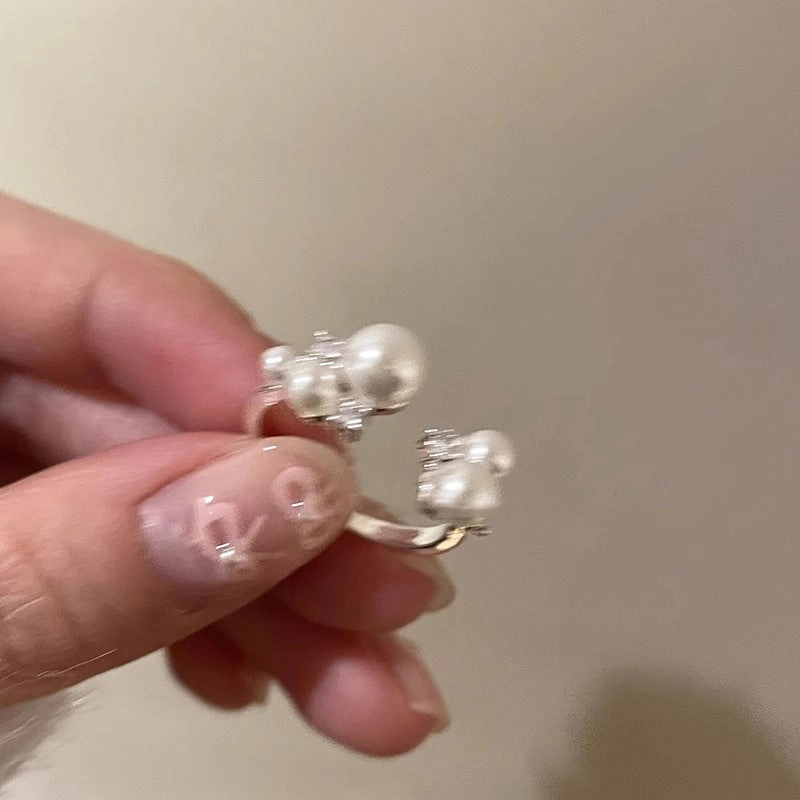 Wholesale Pearl and zircon open ring