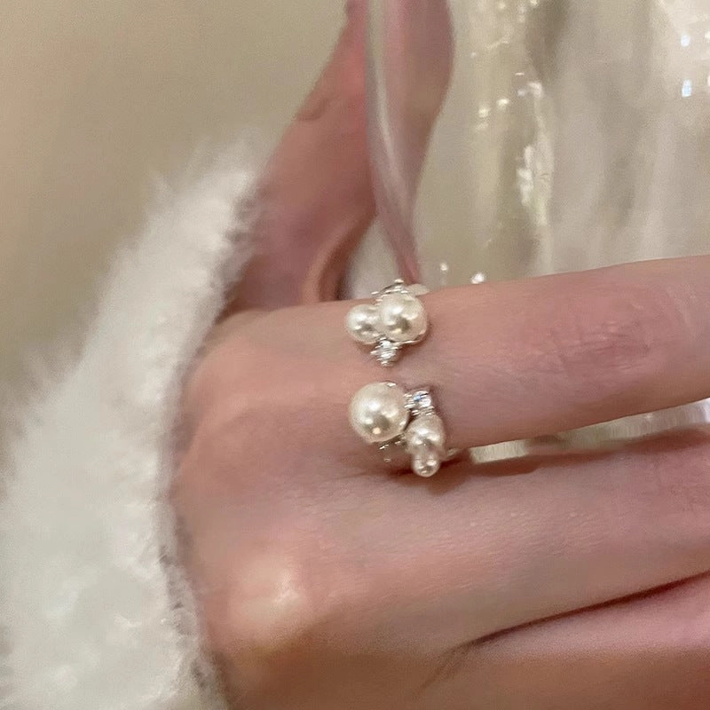Wholesale Pearl and zircon open ring