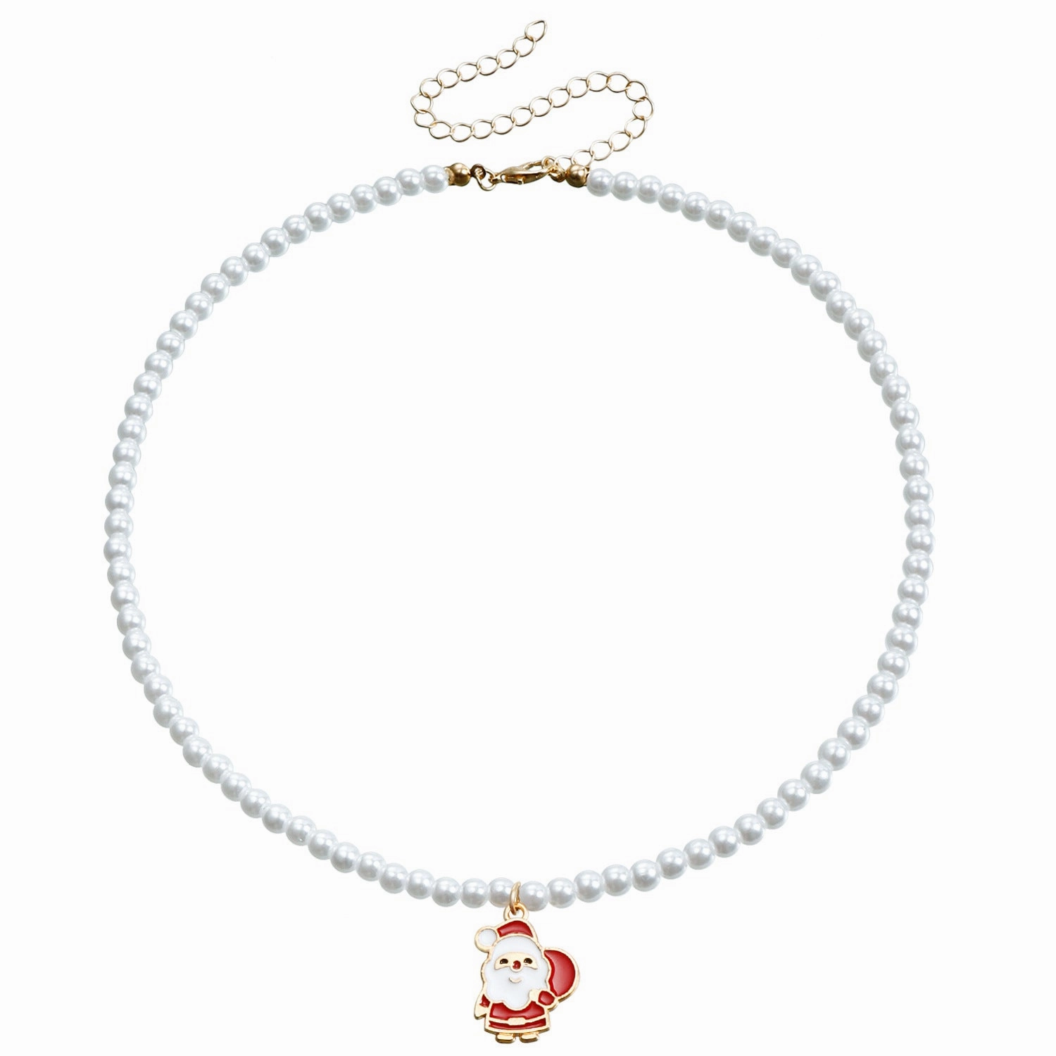 Wholesale Pearl Drop Oil Snowflake Bell Christmas Tree Necklace Sweater Chain