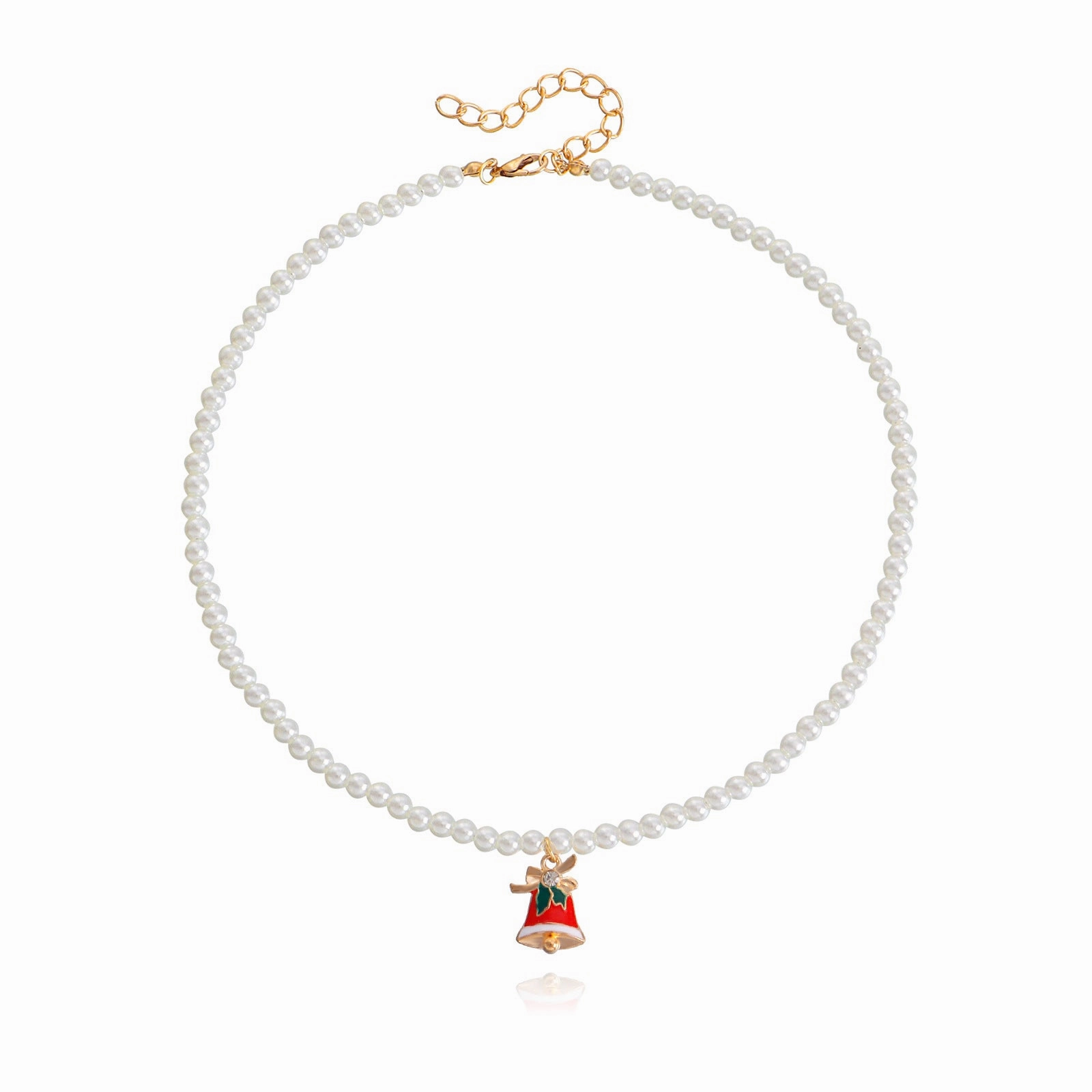 Wholesale Pearl Drop Oil Snowflake Bell Christmas Tree Necklace Sweater Chain