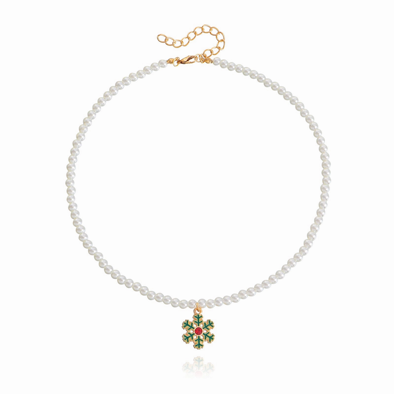 Wholesale Pearl Drop Oil Snowflake Bell Christmas Tree Necklace Sweater Chain