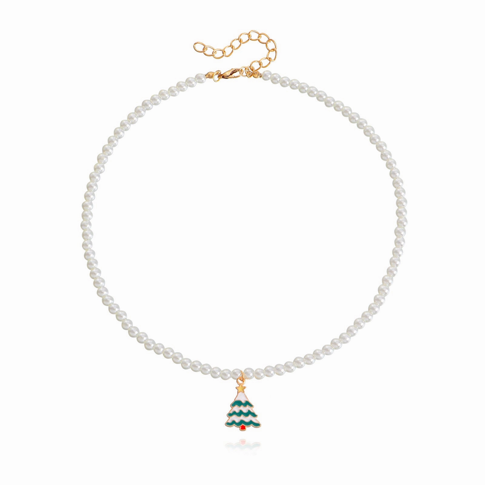 Wholesale Pearl Drop Oil Snowflake Bell Christmas Tree Necklace Sweater Chain