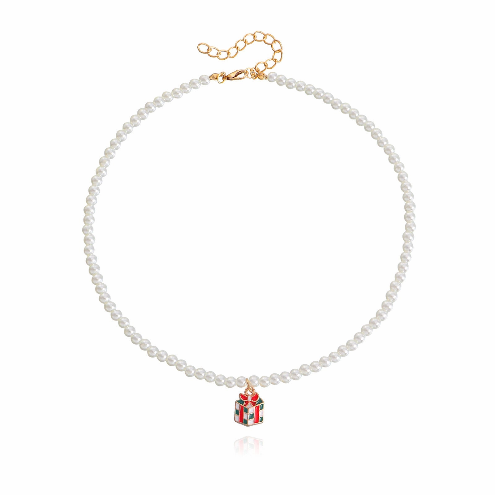 Wholesale Pearl Drop Oil Snowflake Bell Christmas Tree Necklace Sweater Chain
