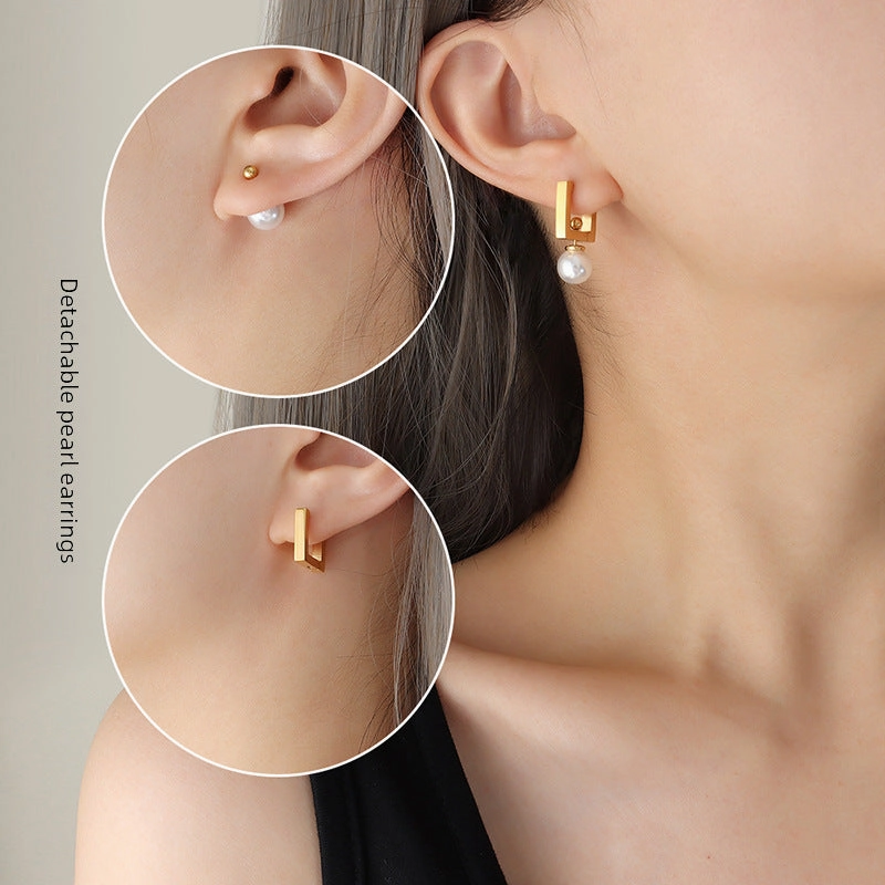 Wholesale Pearl-like Earrings Three-wear One-piece Qixi Festival Clear People's Day Gift Jewelry