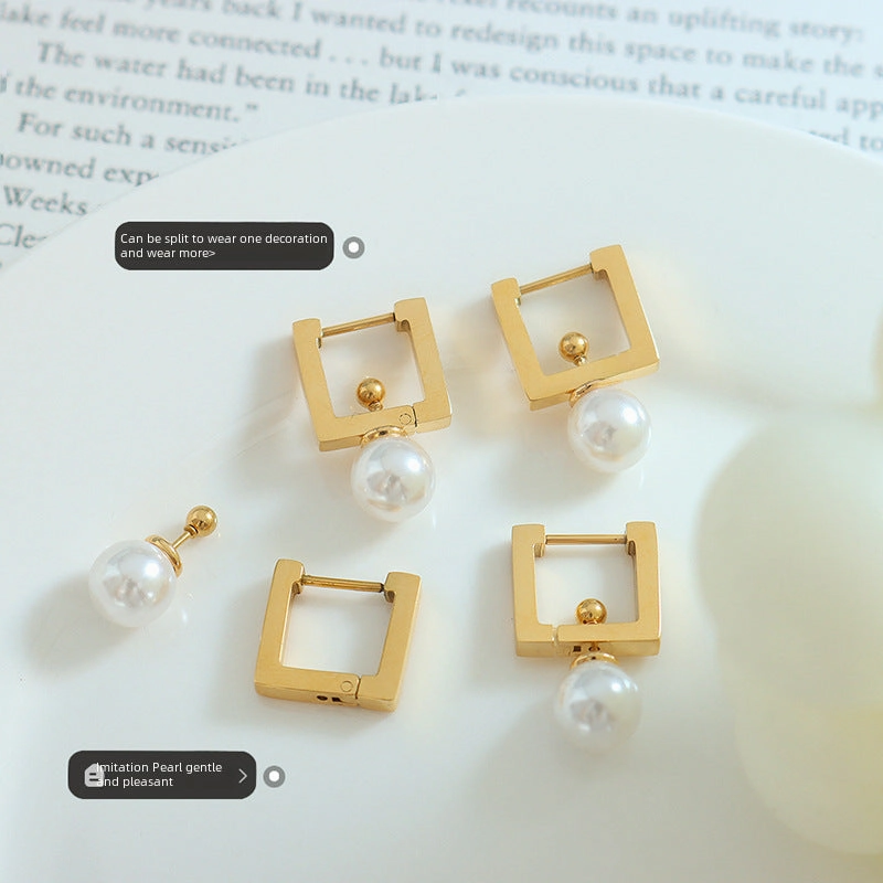 Wholesale Pearl-like Earrings Three-wear One-piece Qixi Festival Clear People's Day Gift Jewelry